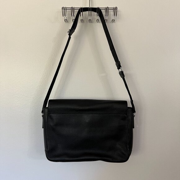 Michael Kors Black Leather Messenger Briefcase With Adjustable Strap & Interior - Picture 4 of 10